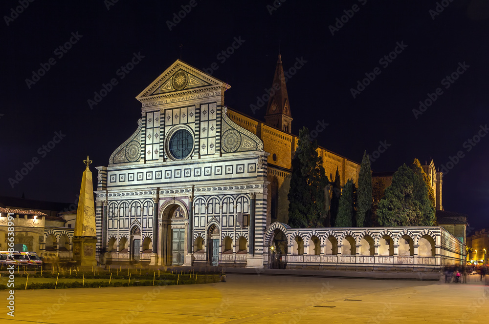 Basilica of Santa Maria Novella in evening, Florence, Italy