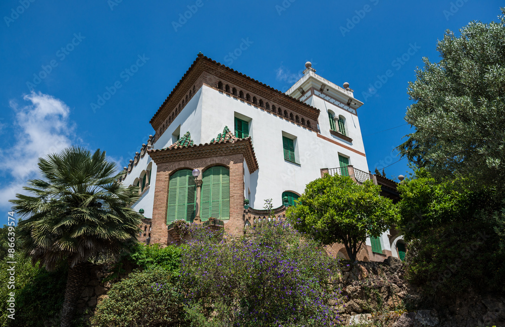 Trias House in Park Guell in Barcelona, Spain