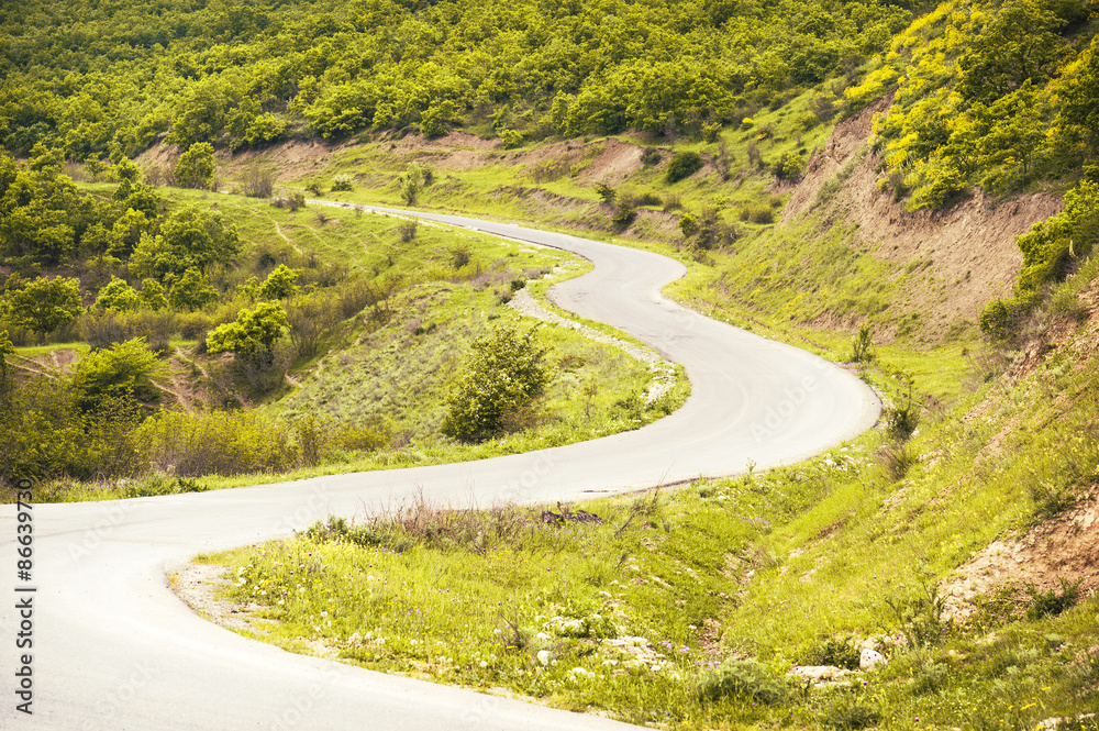 Serpentine road in the mountains