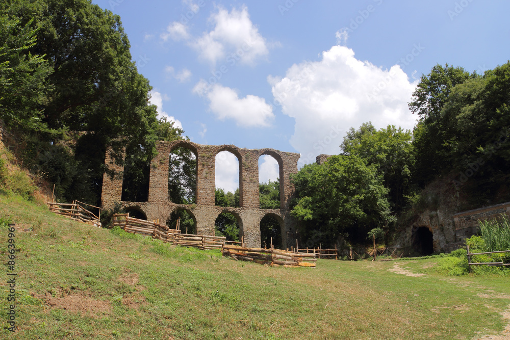 ancient Roman aqueduct in Monterano