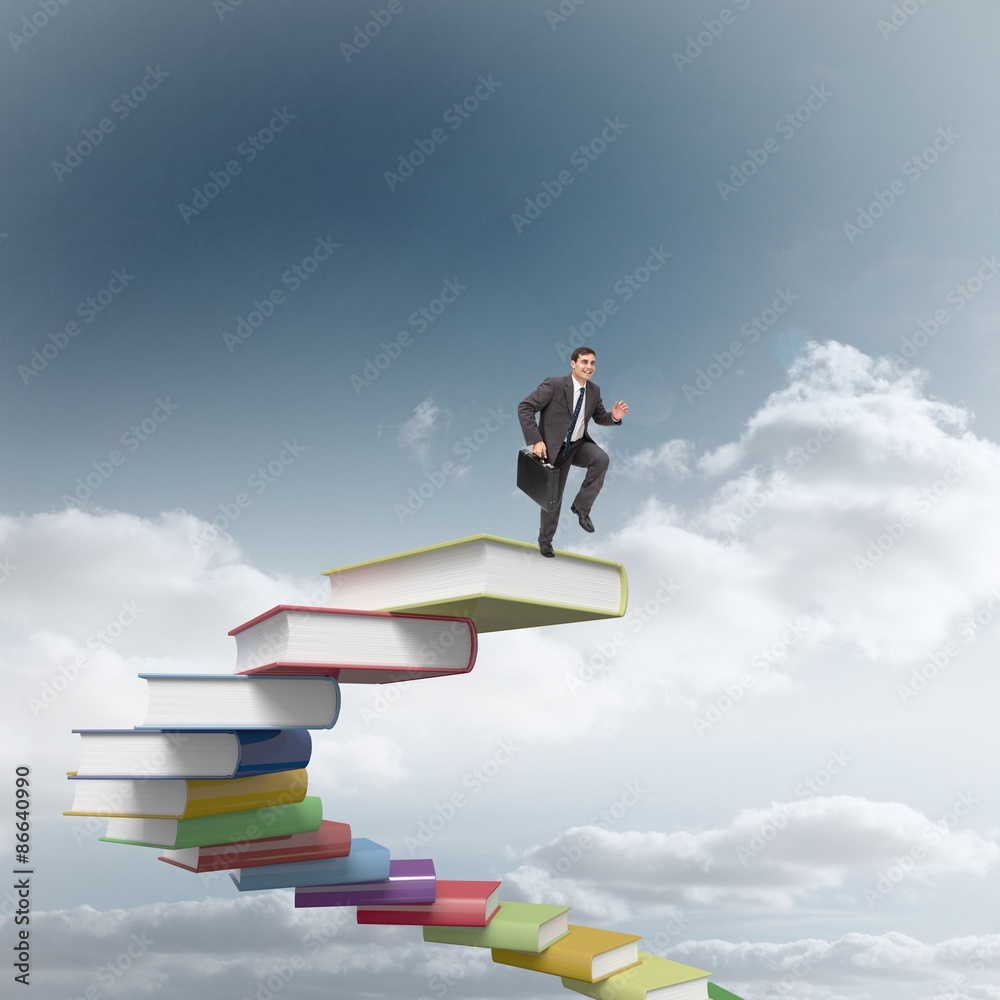 Composite image of cheerful businessman in a hurry Composite image of cheerful businessman in a hurry