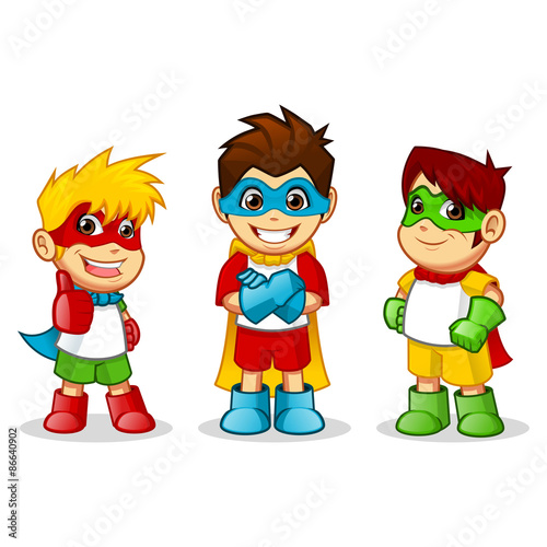 High Quality Kid Super Heroes Vector Cartoon Illustration