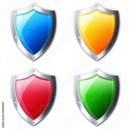 Kolorowe ikony tarcz bezpieczeństwa