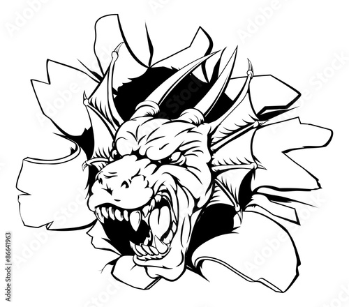 Dragon head coming through wall