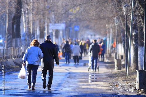 Photography Vologda, RUSSIA – MARCH 10: crowd of people on the street, pedestrians on March
