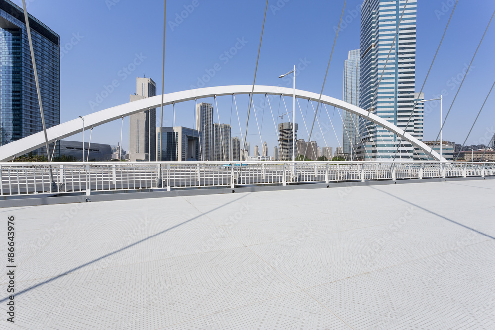 Fototapeta premium modern bridge and empty road floor
