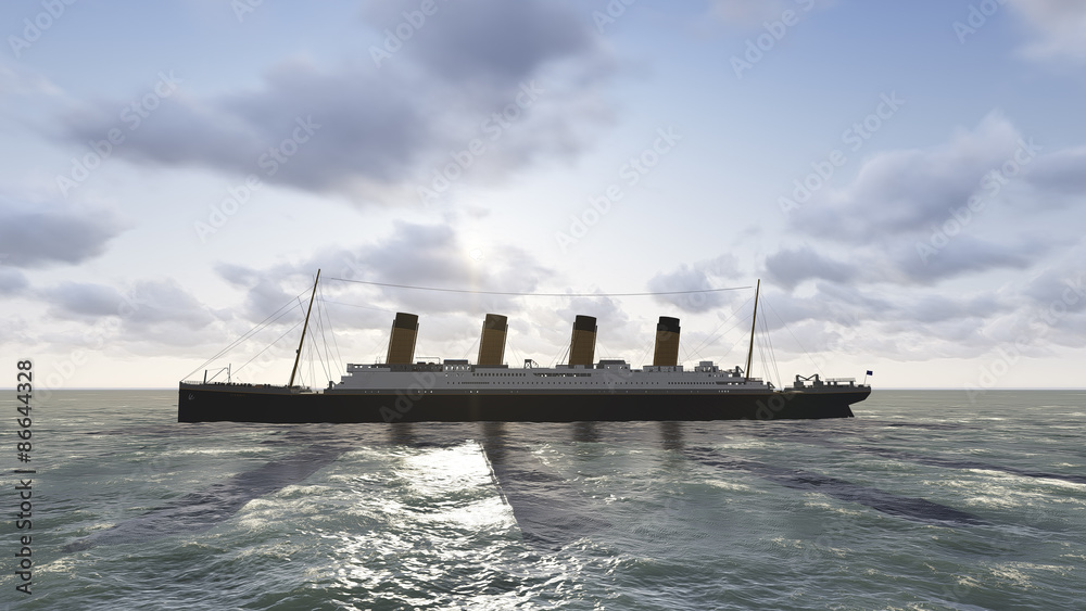 Fototapeta premium A century has sailed by since the luxury steamship RMS Titanic met its catastrophic end in the North Atlantic
