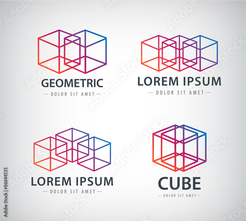 Vector set of cube construction logos, icons