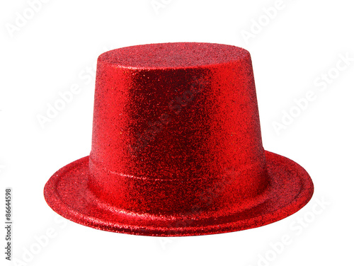 Red party hat isolated on white clipping path.