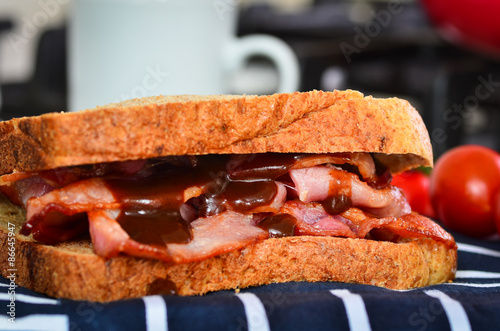 Bacon sandwich with brown sauce