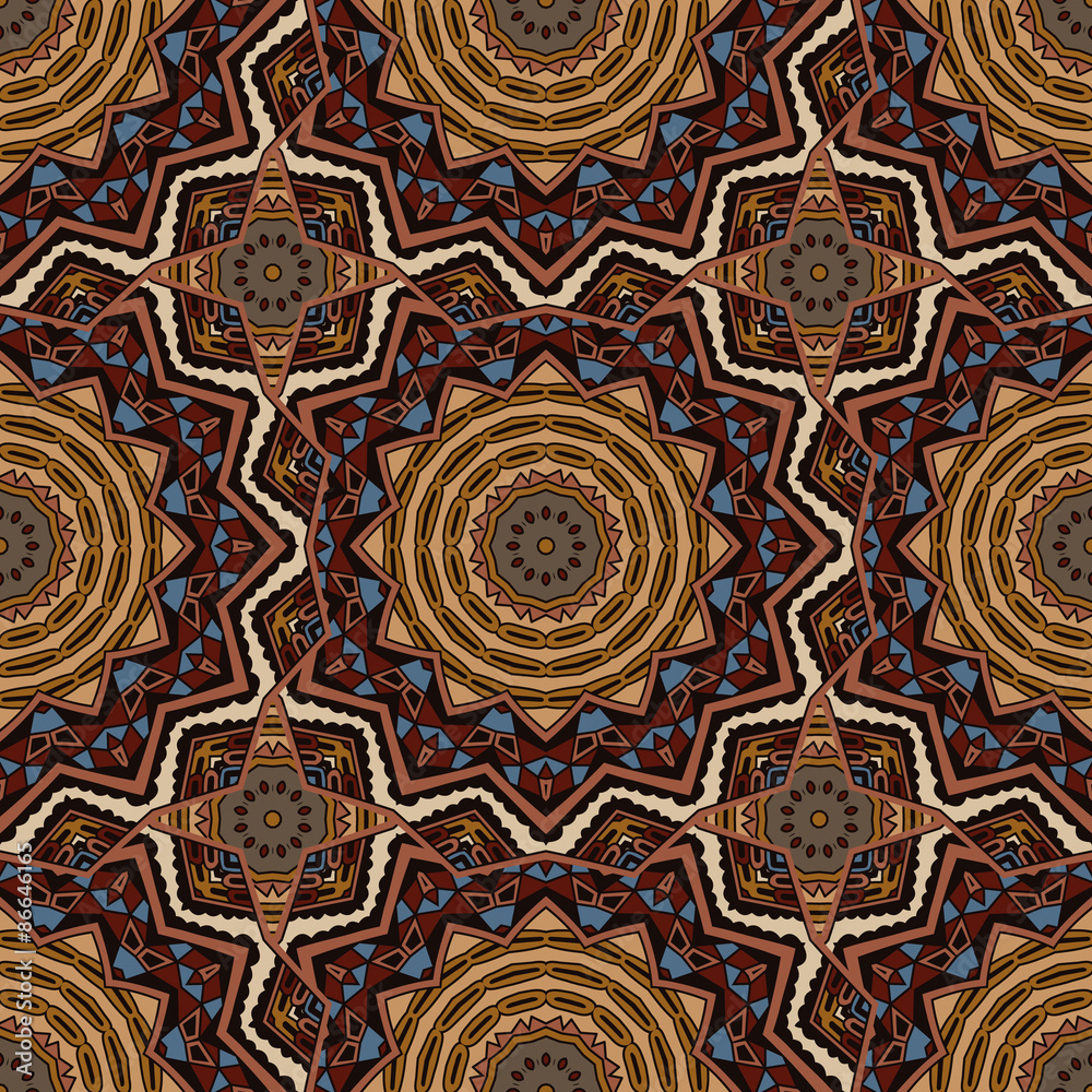 Vector abstract ethnic indian autumn seamless pattern tribal