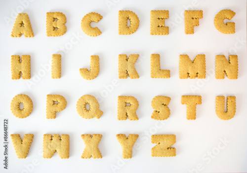 Cracker alphabet A-Z isolated on over white background