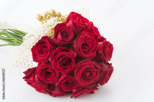 red rose bouquet on white background