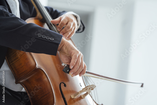 Professional cellist performing photo