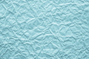 texture crumpled paper of azure turquoise color