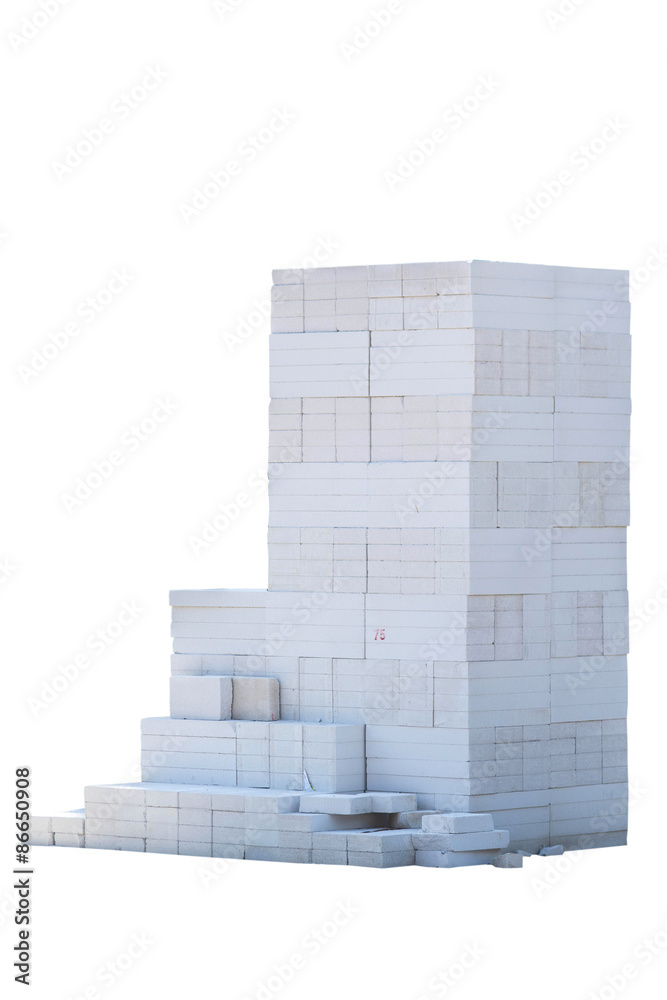 Obraz premium Autoclaved Aerated Concrete isolated on white with clipping path