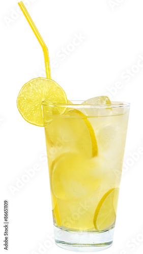 Fotografia, Obraz Lemonade with lime and ice cubes