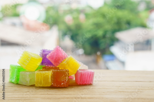 colorful of Thai dessert crispy jelly  sweet
