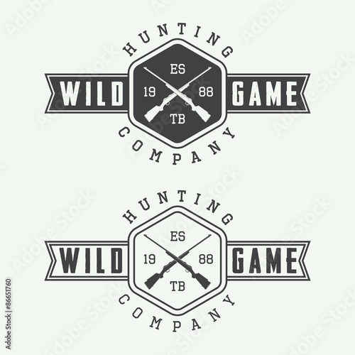 Set of vintage hunting labels, logo, badge and design elements. Vector illustration