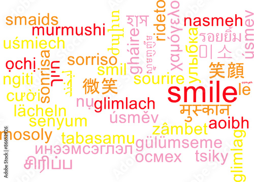 Smile multilanguage wordcloud background concept