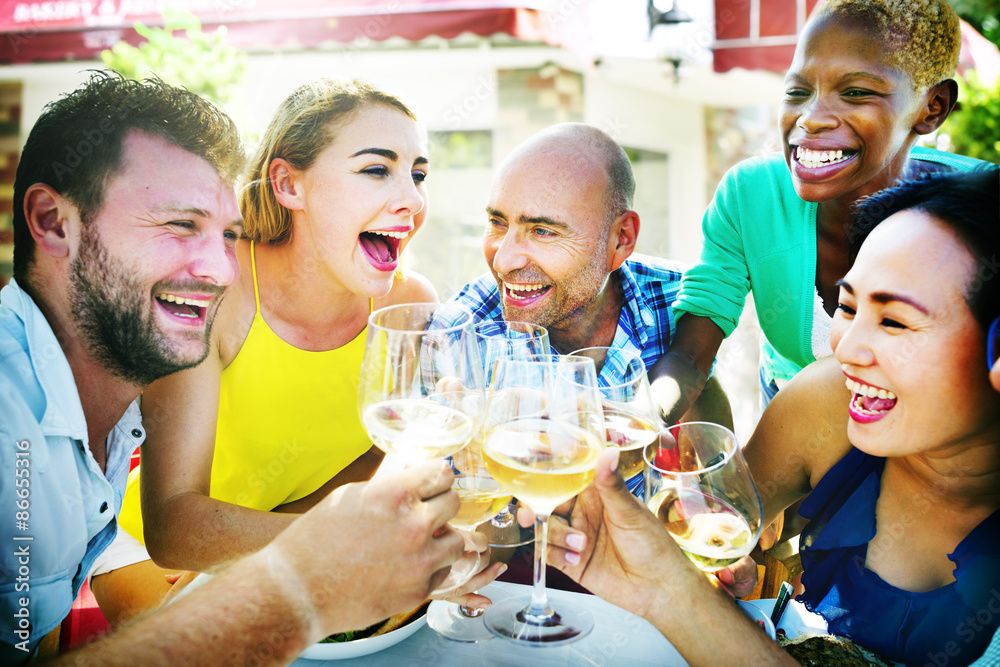 Diverse People Luncheon Outdoors Food Concept Diverse People Luncheon Outdoors Food Concept