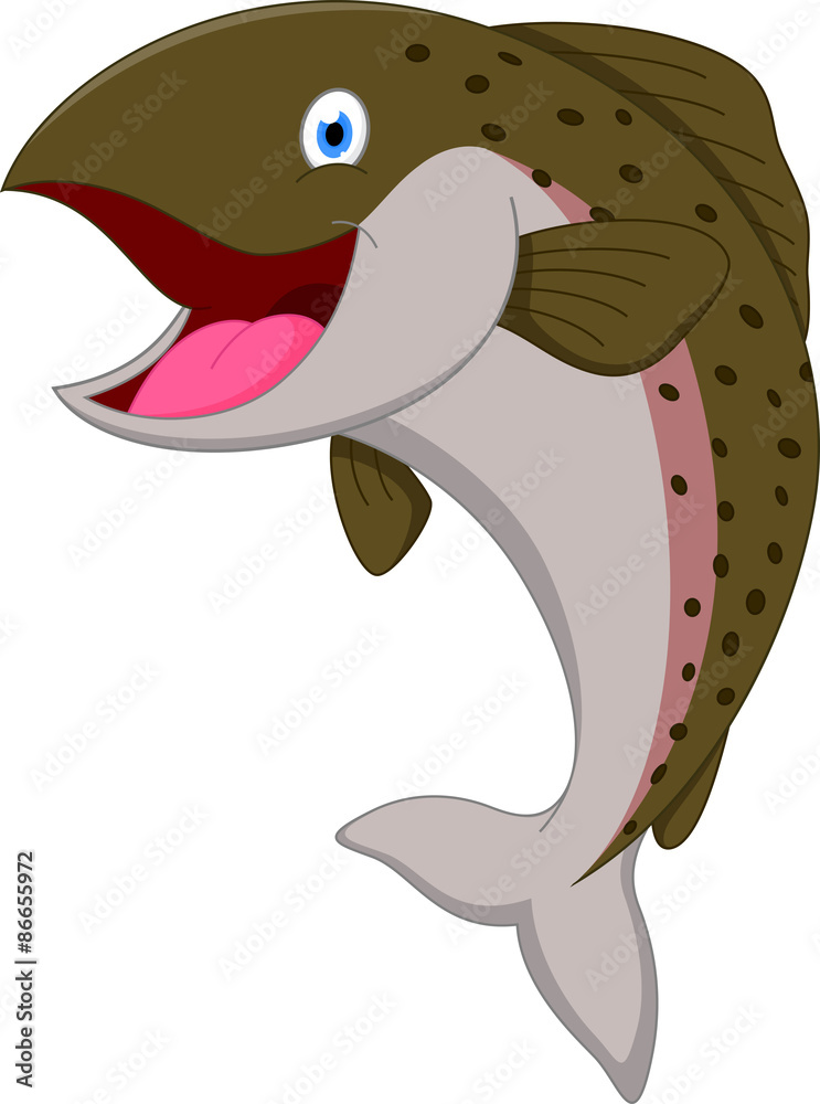 Naklejka premium Salmon Fish cartoon