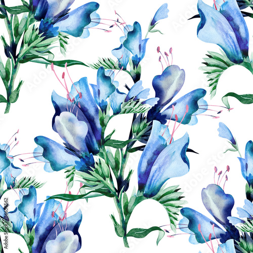 Fototapeta Naklejka Na Ścianę i Meble -  Blueweed Flower Seamless Pattern