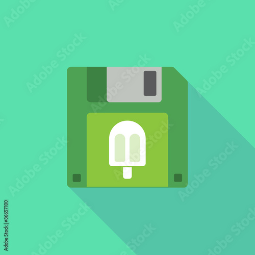 Long shadow floppy icon with an ice cream