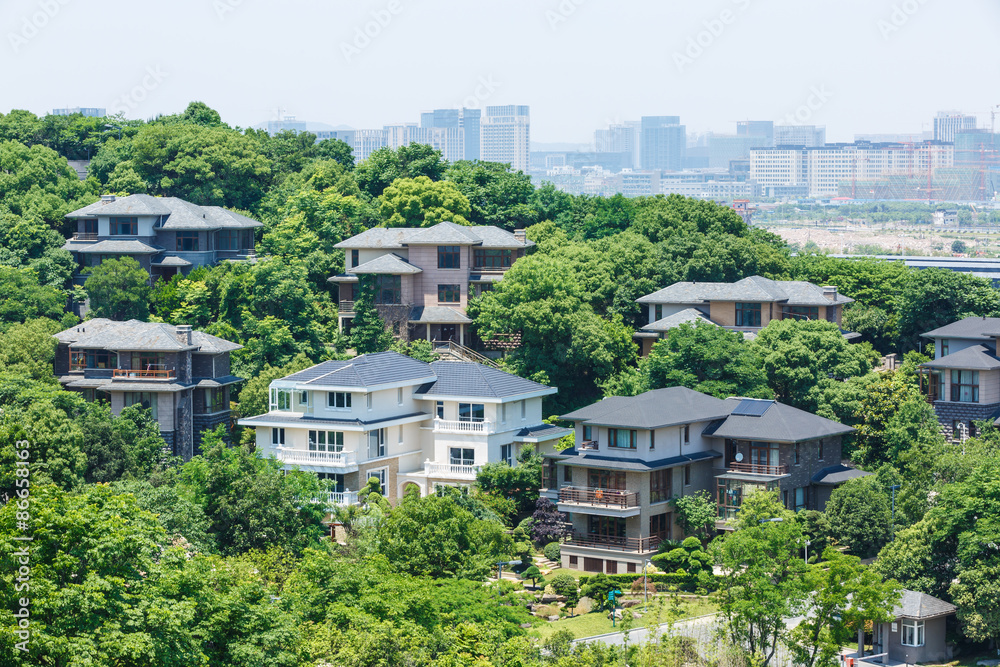 Villas group building scenery in Hangzhou, China