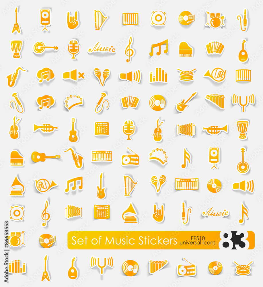 Set of music stickers Set of music stickers