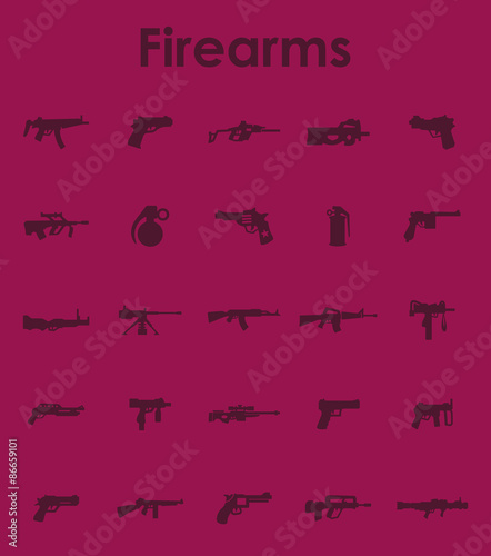 Set of firearms simple icons