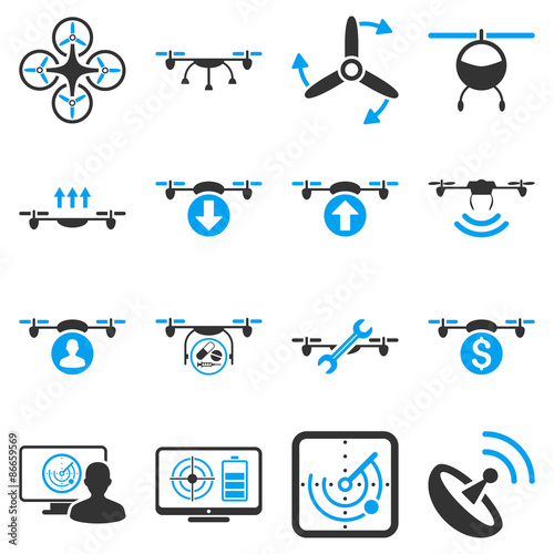 Quadcopter service icon set