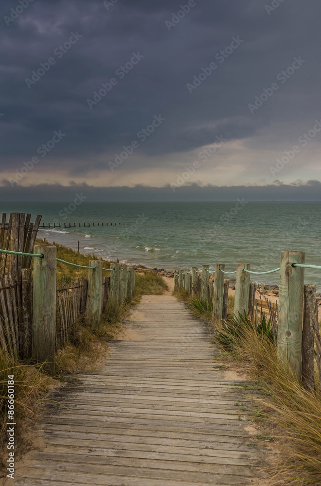 descente à la plage