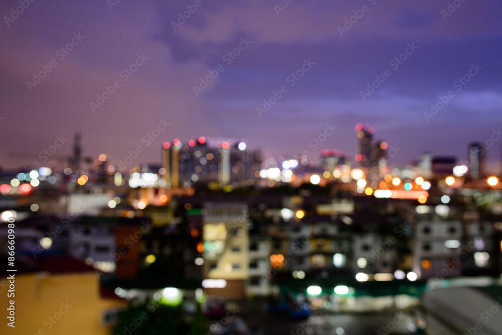 blured lighhts cityscape bankok thailand
