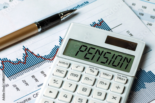 pension concept shown on calculator photo