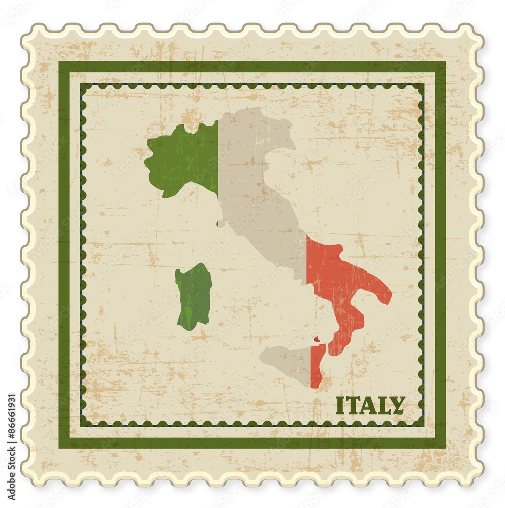 VINTAGE STAMP WITH ITALY MAP BACKGROUND VECTOR