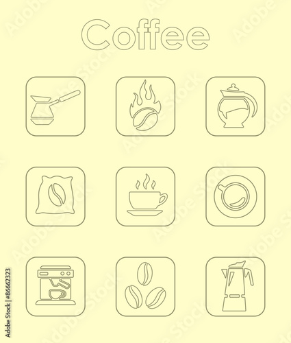 Set of coffee simple icons