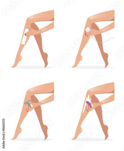 Types of hair removal. Vector Illustration