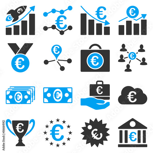 Euro banking business and service tools icons