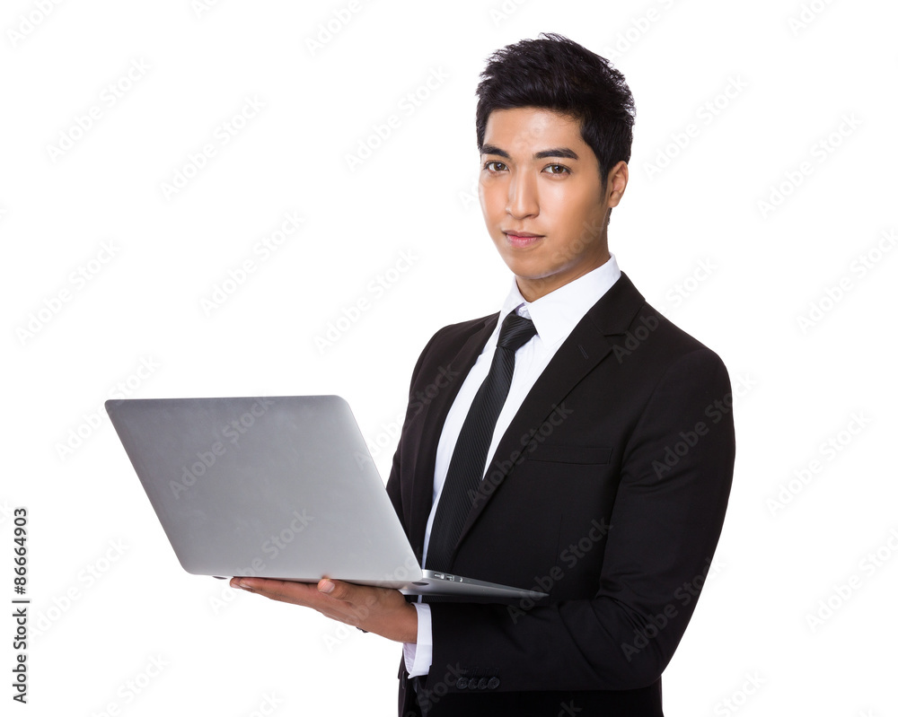 Businessman use of the laptop computer Businessman use of the laptop computer
