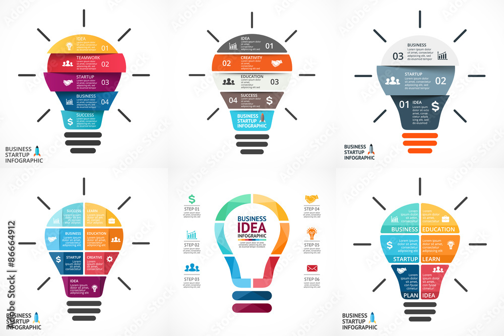 Vector light bulb infographic. Template for circle diagram - obrazy, fototapety, plakaty 