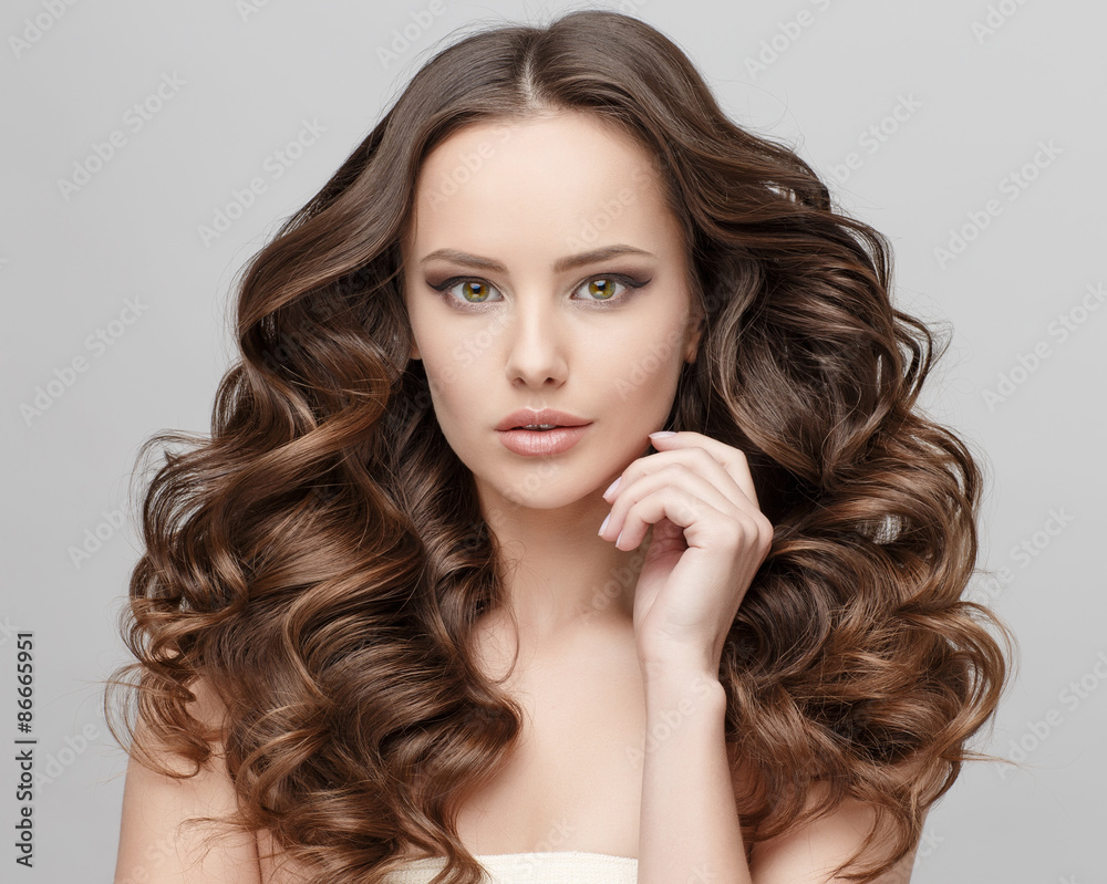 Naklejka premium Beautiful Woman with Clean Fresh Skin 