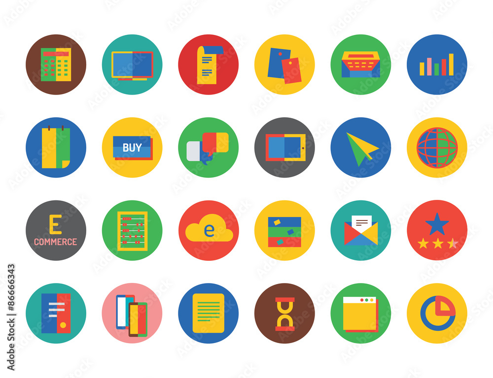 E-commerce Icons Vector Set. Shop, money or commerce and mobile E-commerce Icons Vector Set. Shop, money or commerce and mobile