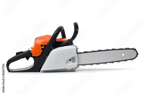 Modern chain saw isolated