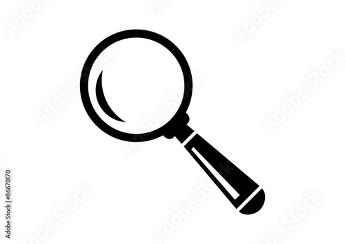 Black magnifier icon on white background