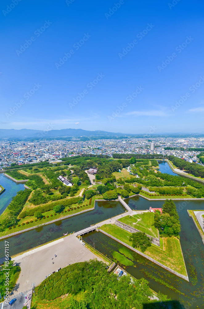 Naklejka premium Goryokaku Park, where is a star fort built in 1855 in Hakodate, Hokkaido, Japan.