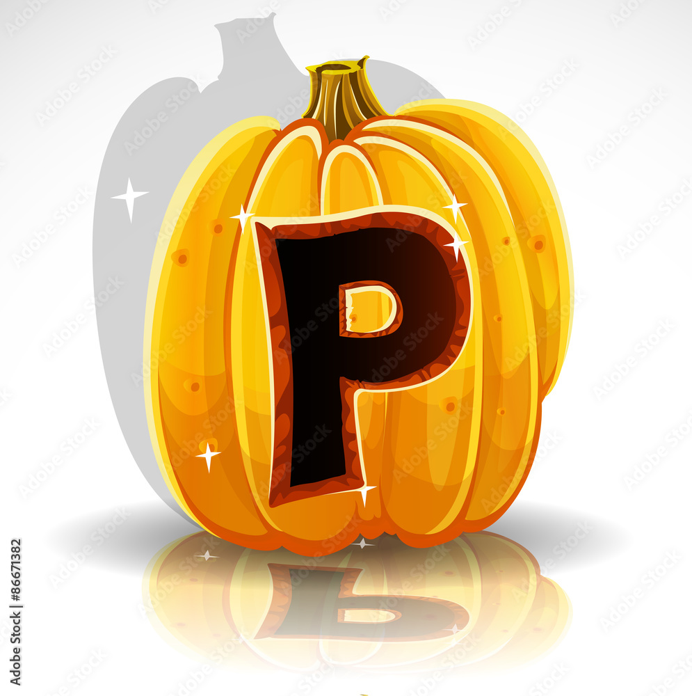 Happy Halloween font cut out pumpkin letter P Stock Vector | Adobe Stock