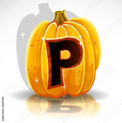 Happy Halloween Font Cut Out Pumpkin Letter P Stock Vector Adobe Stock