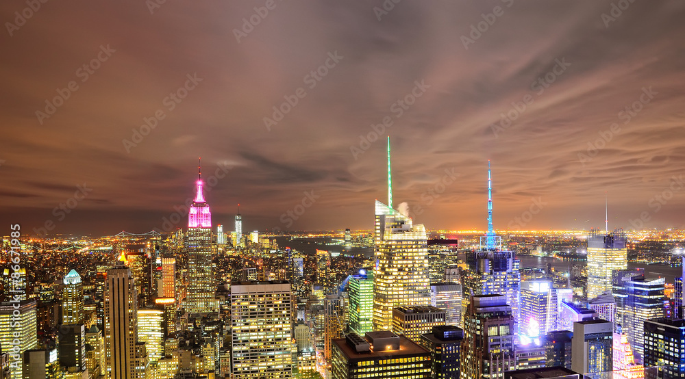 View of New York City at night
