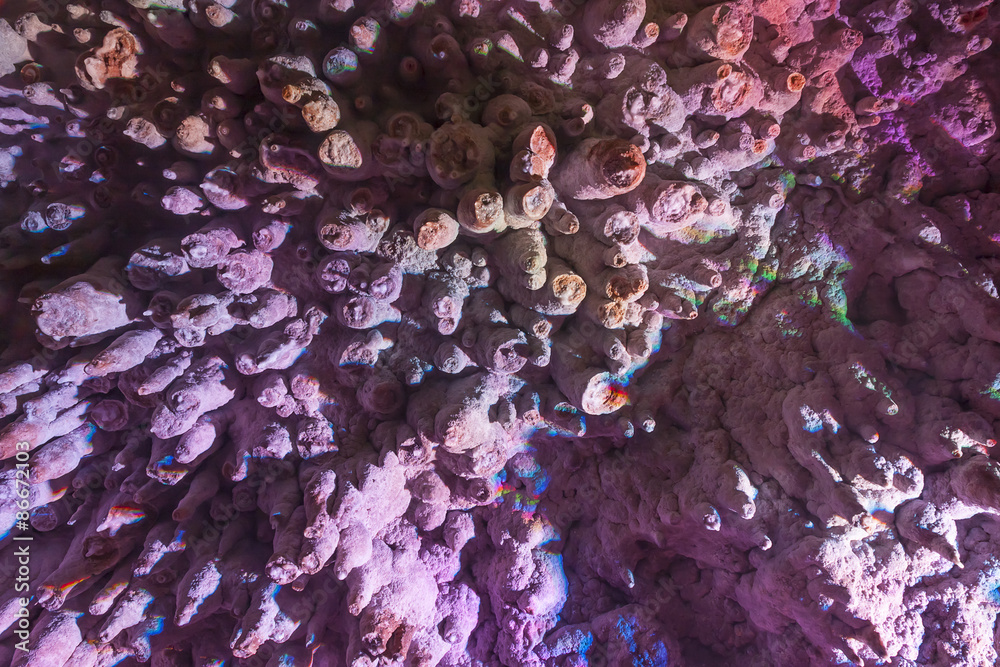 stalactites in bright and colorful cave stalactites in bright and colorful cave